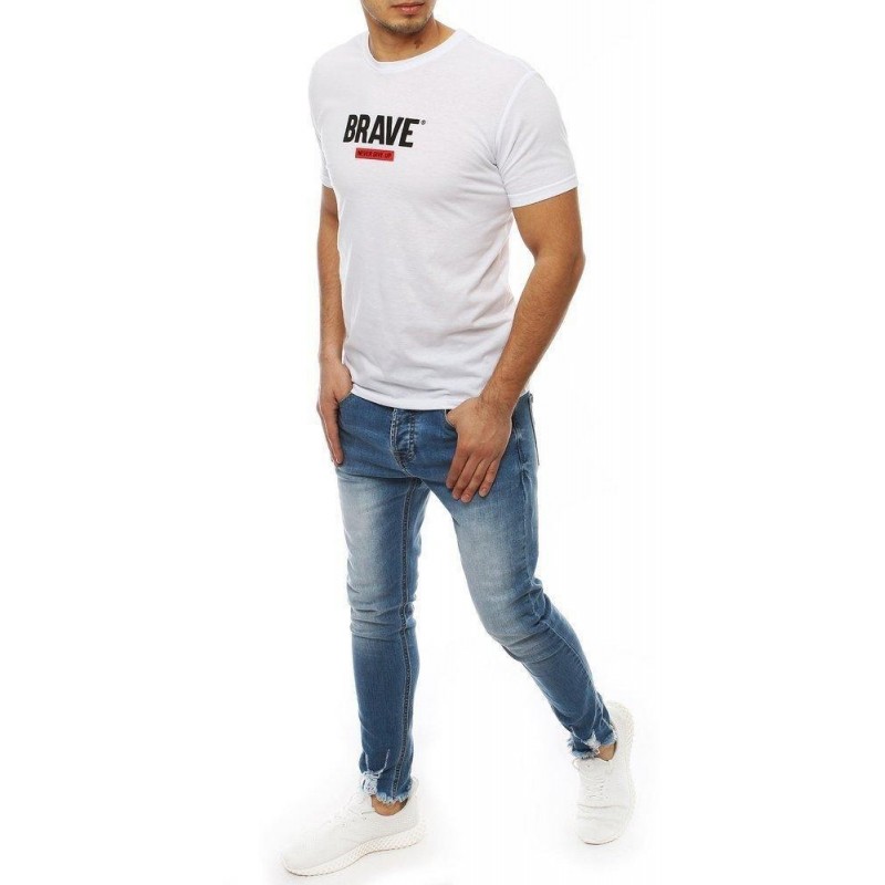 Pánske tričko s jednoduchou potlačou RX4088 - biele