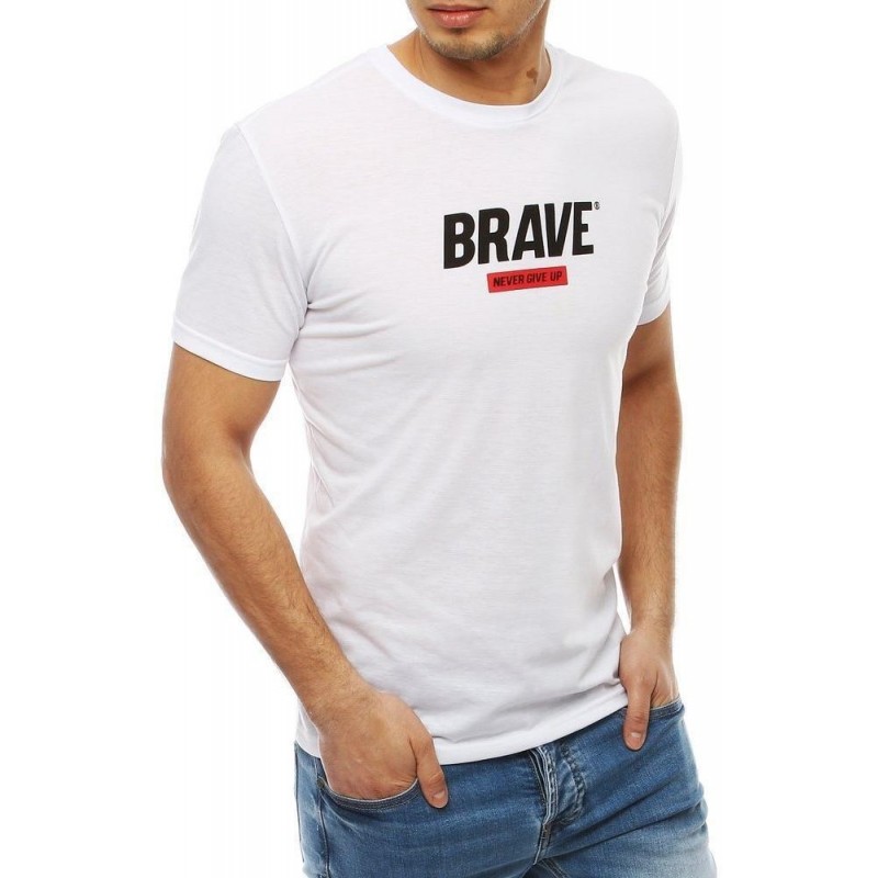 Pánske tričko s jednoduchou potlačou RX4088 - biele