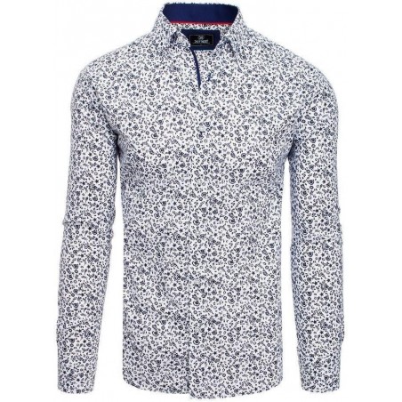 Pánska biela košeľa so vzorom PREMIUM DX1818