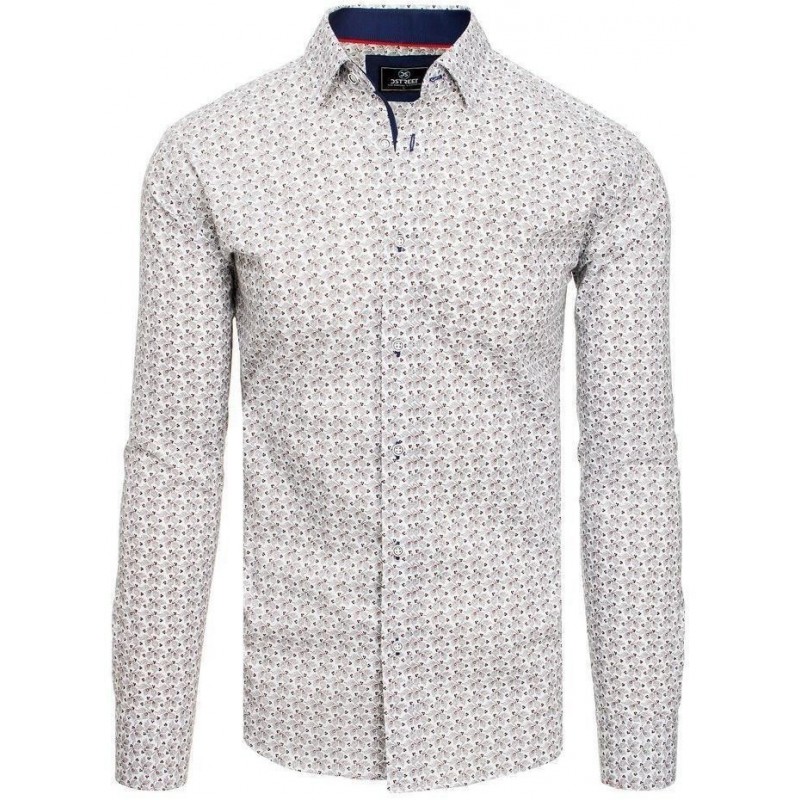 Košeľa pánska s dlhým rukávom PREMIUM DX1822 - biela