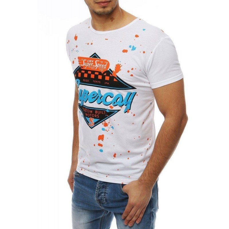 Biele tričko s potlačou pre pánov RX3974