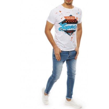 Biele tričko s potlačou pre pánov RX3974
