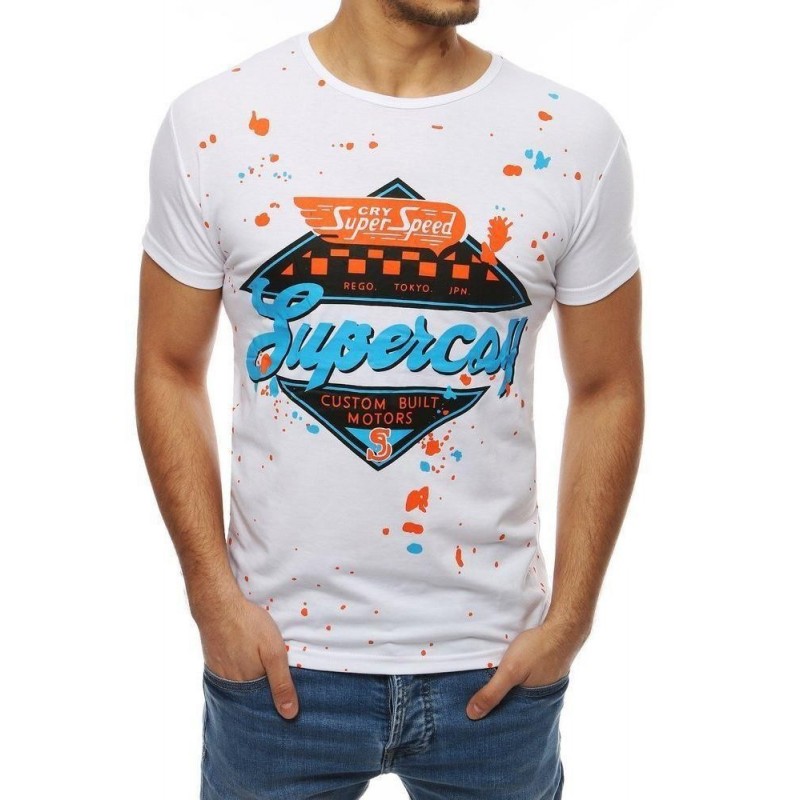 Biele tričko s potlačou pre pánov RX3974