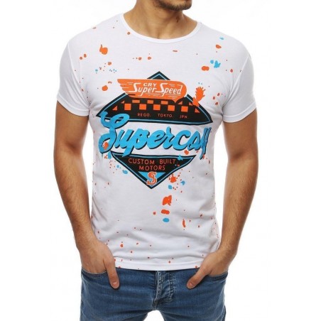 Biele tričko s potlačou pre pánov RX3974