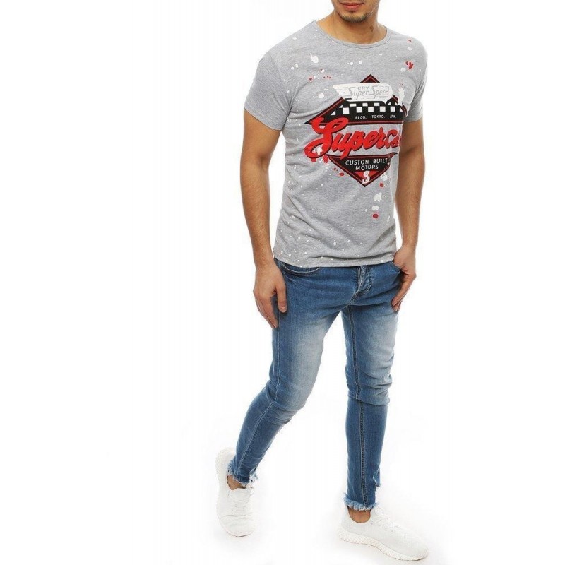 Sivé tričko s potlačou pre pánov RX3975