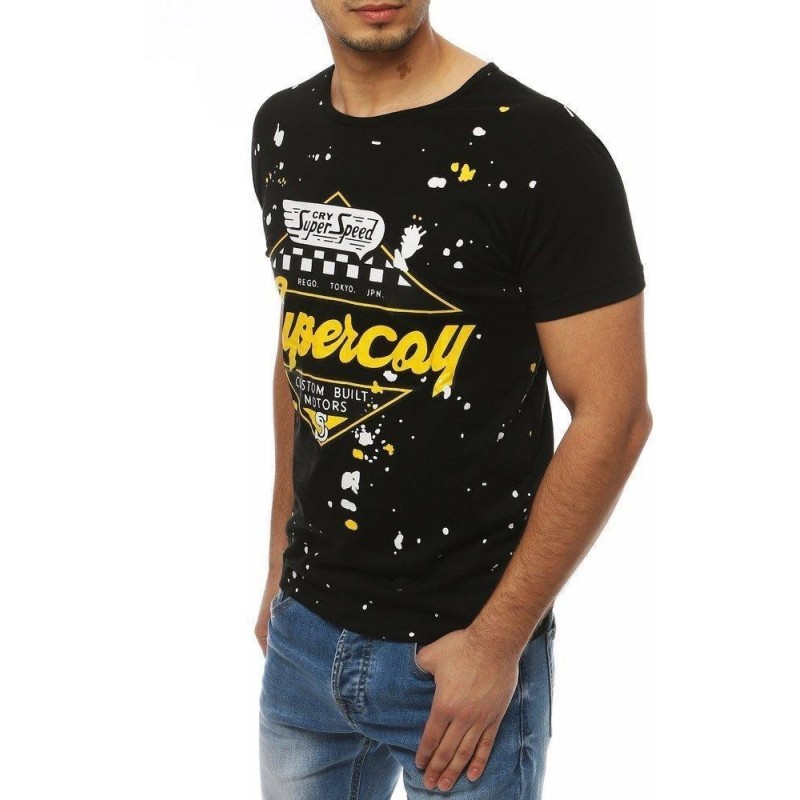 Čierne tričko s potlačou pre pánov RX3976