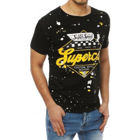 Čierne tričko s potlačou pre pánov RX3976