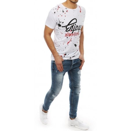 Biele tričko pre pánov s potlačou RX4042