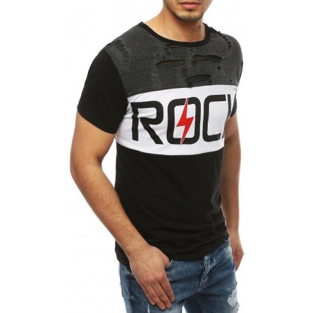 Pánske čierne tričko s potlačou RX4049
