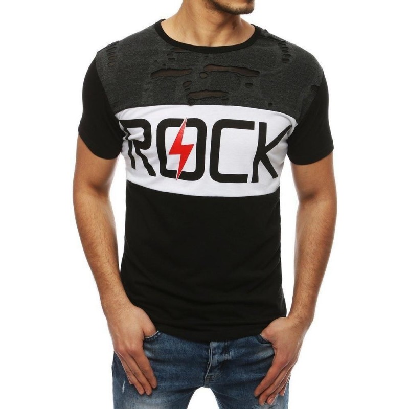 Pánske čierne tričko s potlačou RX4049