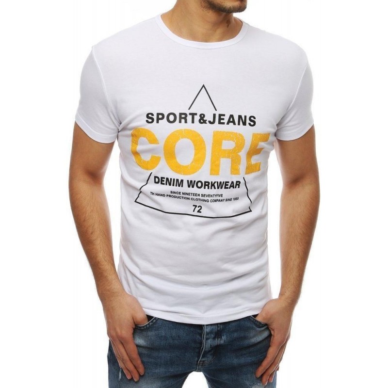 Biele pánske tričko s potlačou RX4050