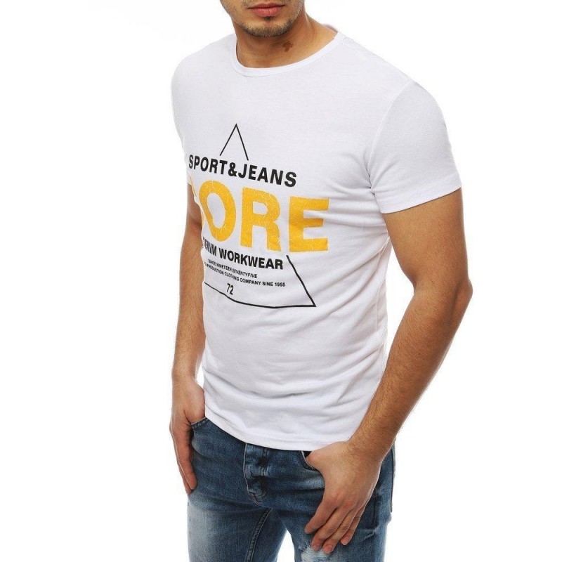 Biele pánske tričko s potlačou RX4050