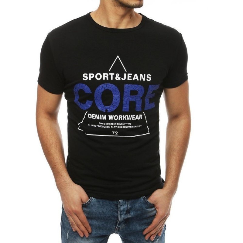 Čierne pánske tričko s potlačou RX4052