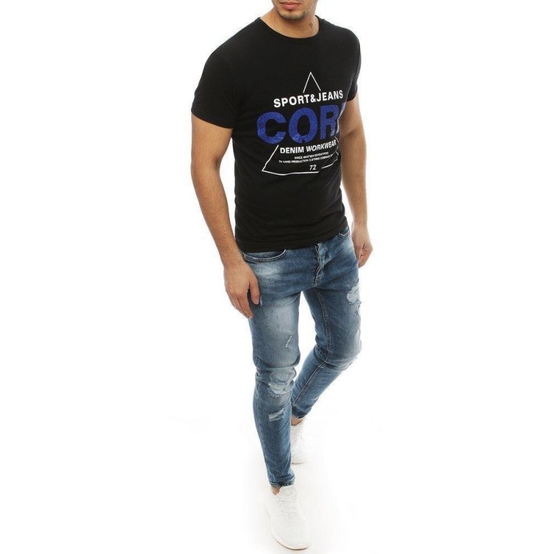 Čierne pánske tričko s potlačou RX4052