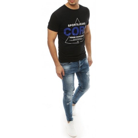 Čierne pánske tričko s potlačou RX4052