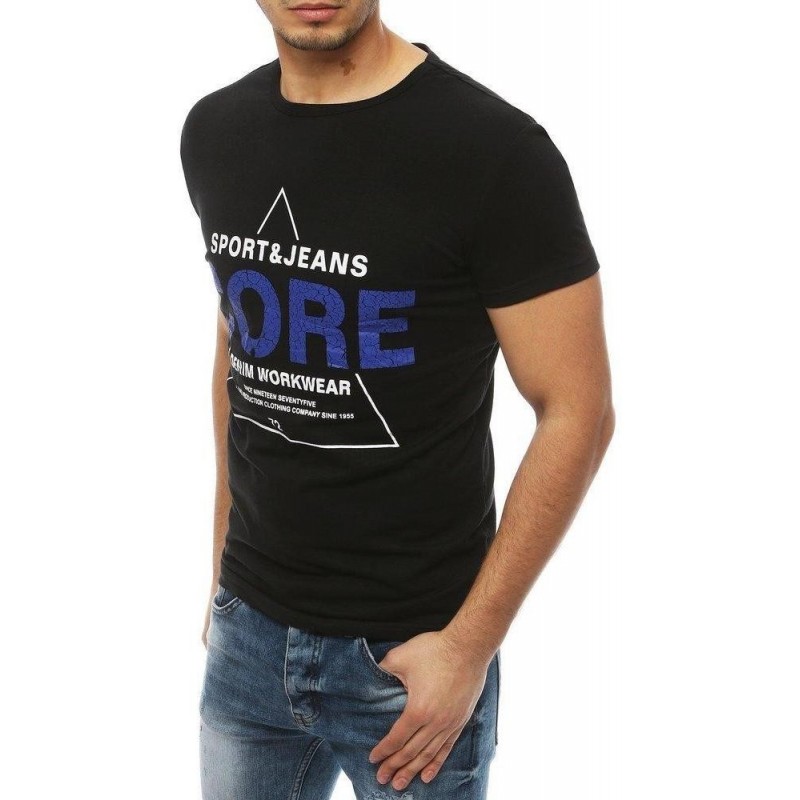 Čierne pánske tričko s potlačou RX4052