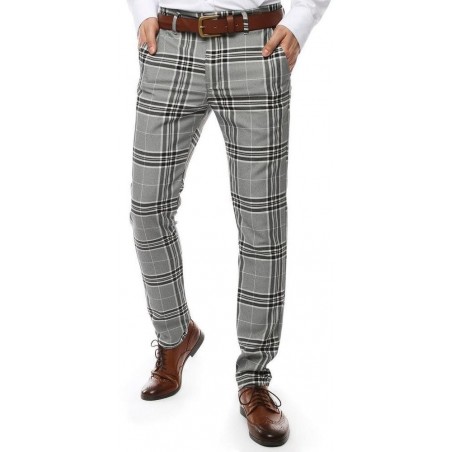 Kárované pánske nohavice UX2446 - svetlosivé