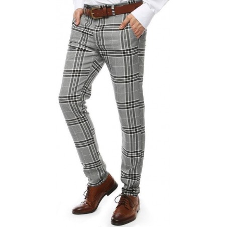 Kárované pánske nohavice UX2446 - svetlosivé