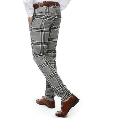 Kárované pánske nohavice UX2446 - svetlosivé
