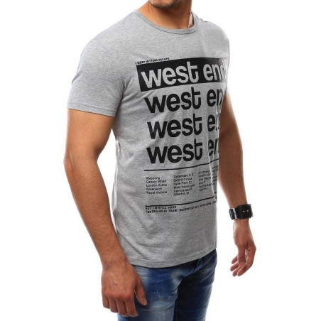 Sivé pánske tričko s výraznou potlačou (rx2407)