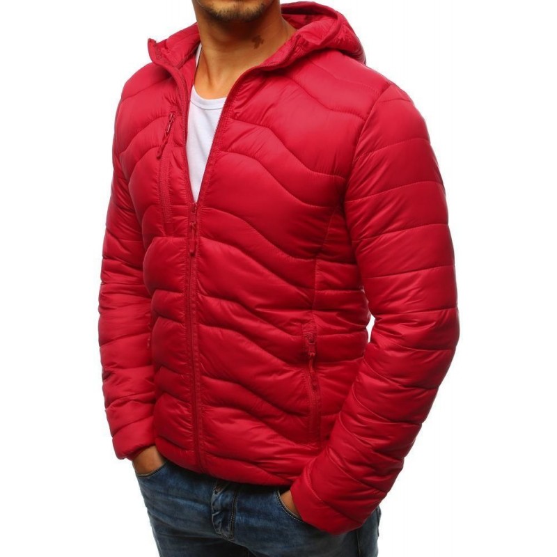 Červená pánska bunda s kapucňou (tx2238)