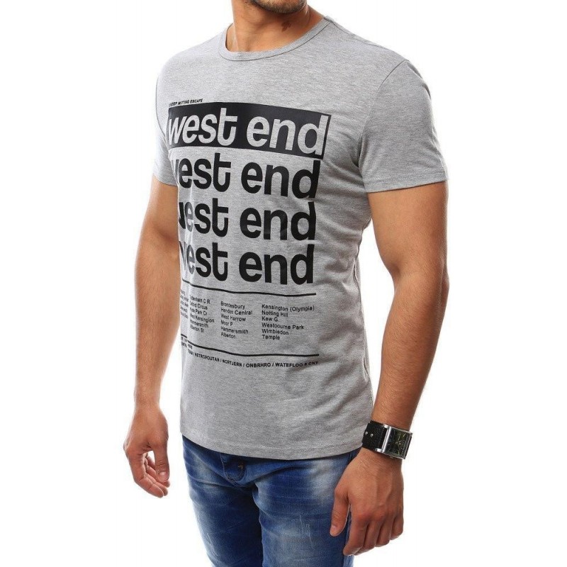 Sivé pánske tričko s výraznou potlačou (rx2407)