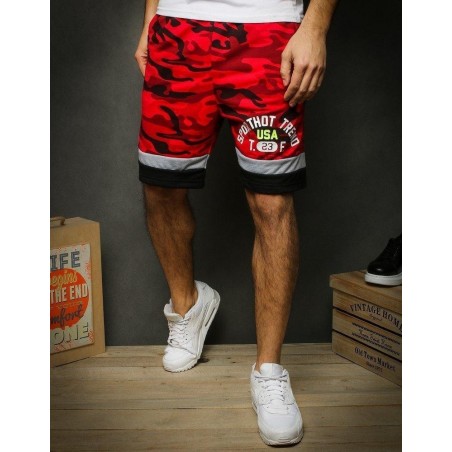 Pánske maskáčové červené teplákové kraťasy SX1111