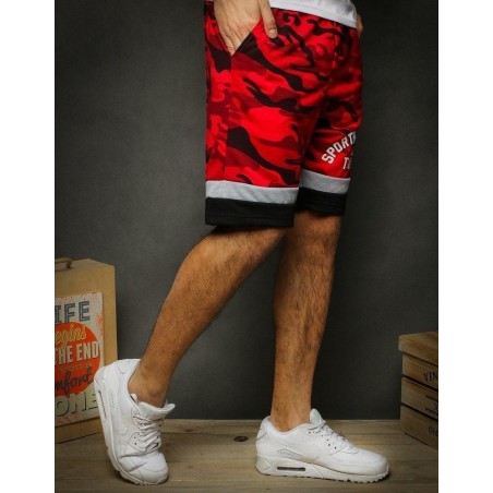 Pánske maskáčové červené teplákové kraťasy SX1111