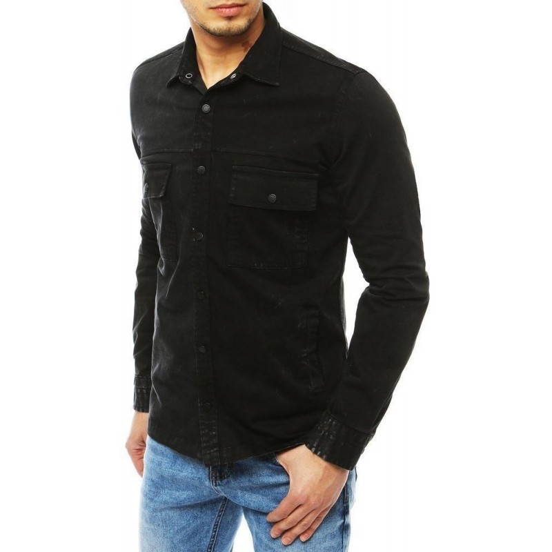 Čierna pánska rifľová košeľa DX1847
