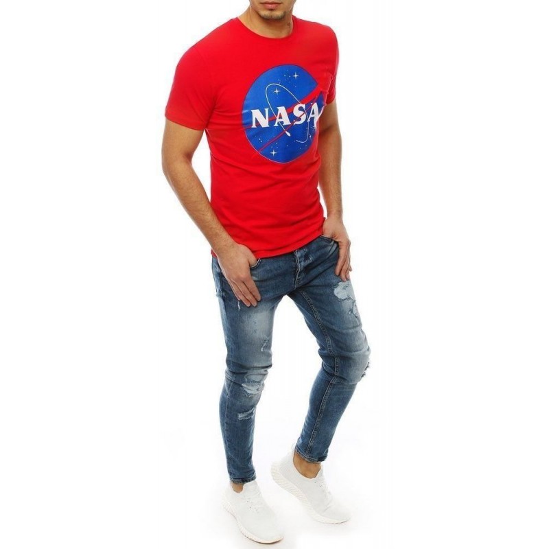 Pánske červené tričko s potlačou NASA RX4097