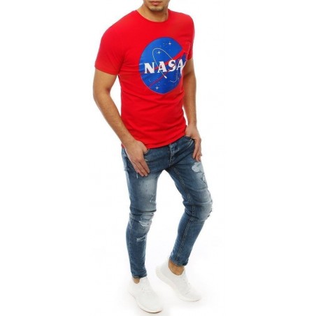Pánske červené tričko s potlačou NASA RX4097