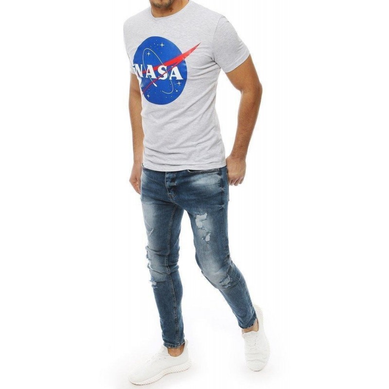 Pánske svetlosivé tričko s potlačou NASA RX4099