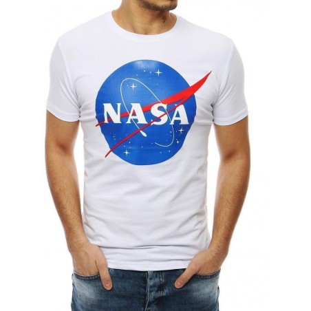 Pánske biele tričko s potlačou NASA RX4100