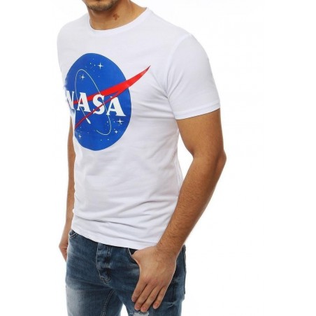 Pánske biele tričko s potlačou NASA RX4100