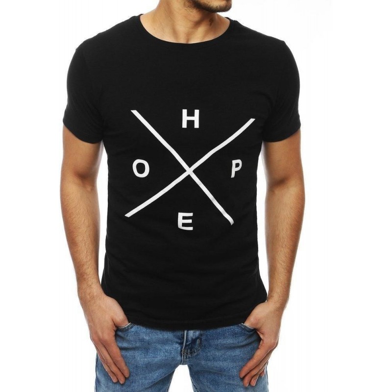 Čierne pánske tričko s potlačou RX4106