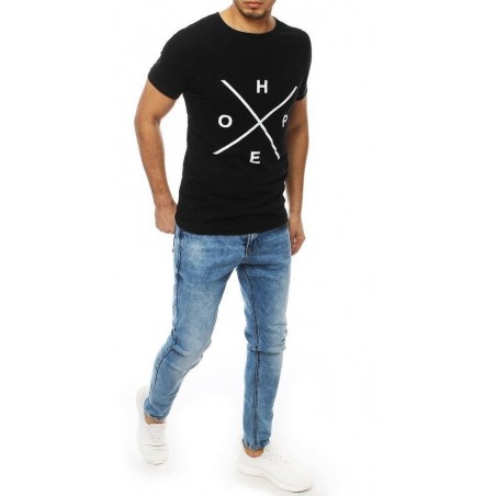 Čierne pánske tričko s potlačou RX4106