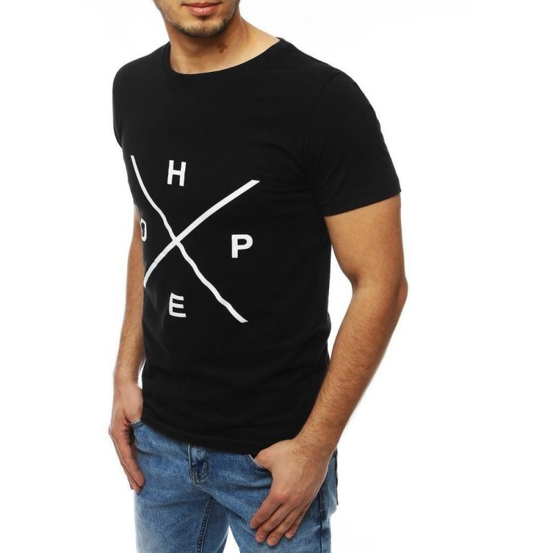 Čierne pánske tričko s potlačou RX4106