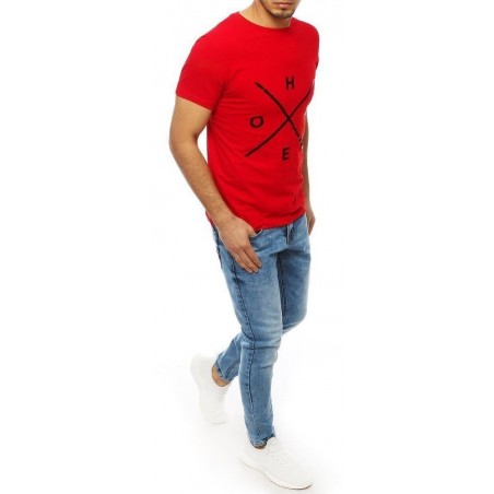 Červené pánske tričko s potlačou RX4107