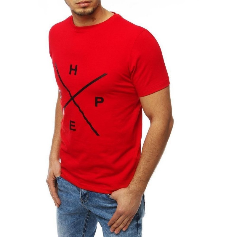 Červené pánske tričko s potlačou RX4107