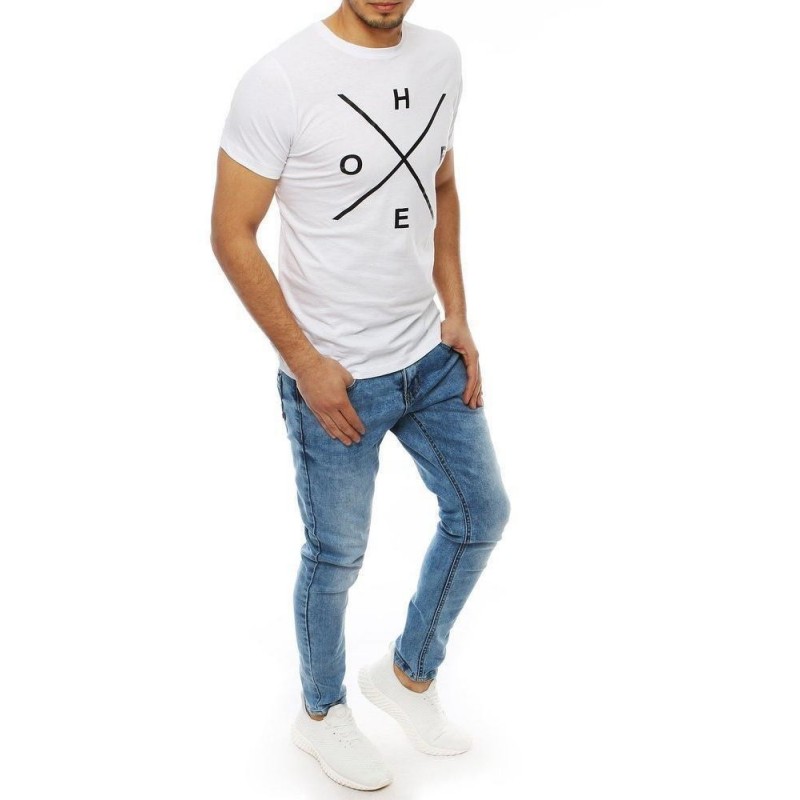 Biele pánske tričko s potlačou RX4108