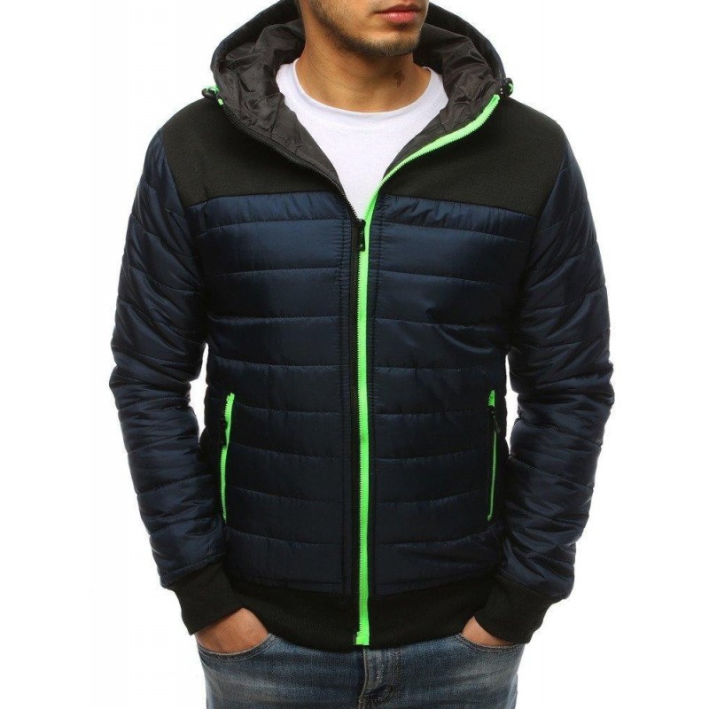 Prešívaná pánska prechodná bunda (tx2595) - tmavomodrá