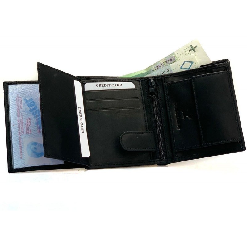 Čierna pánska kožená peňaženka VIMAX AM-07-256