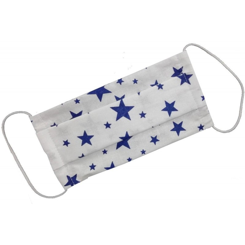 Dvojvrstvové ochranné rúško - biele s modrými hviezdami