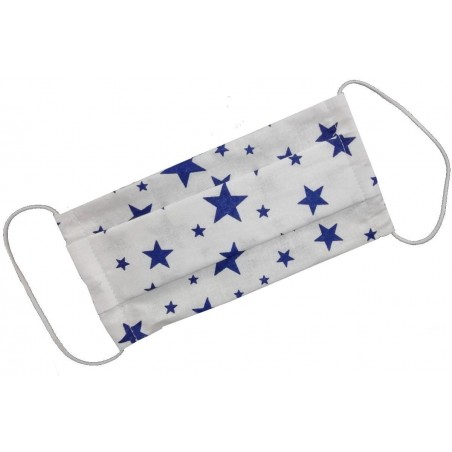 Dvojvrstvové ochranné rúško - biele s modrými hviezdami