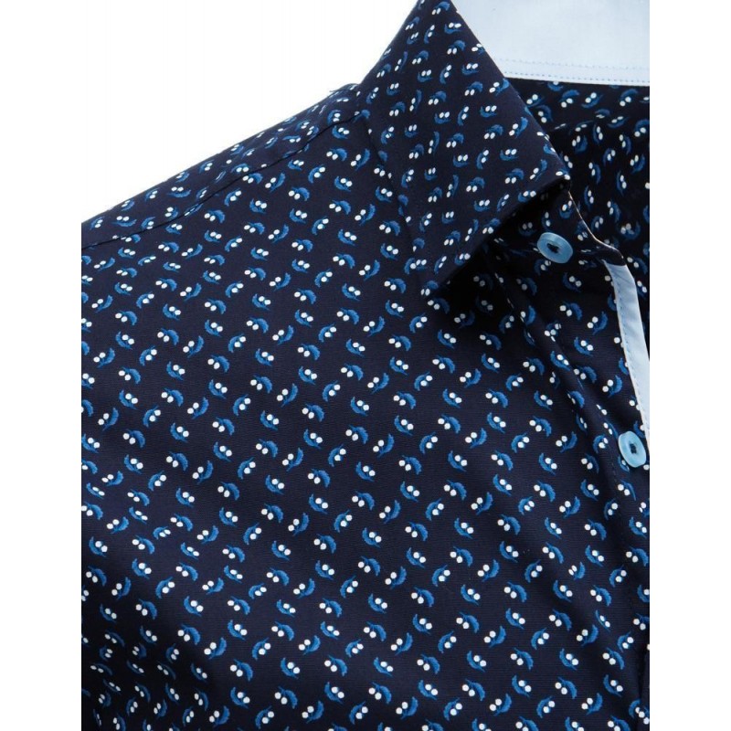 Elegantná tmavomodrá pánska košeľa so vzorom (dx1525)