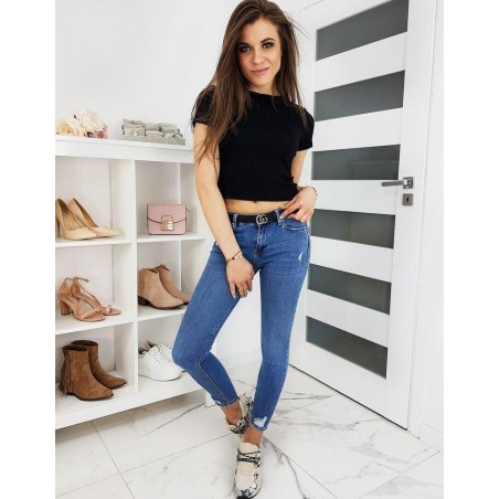 Jeansy damskie Skinny Fit HITONS niebieskie UY0366