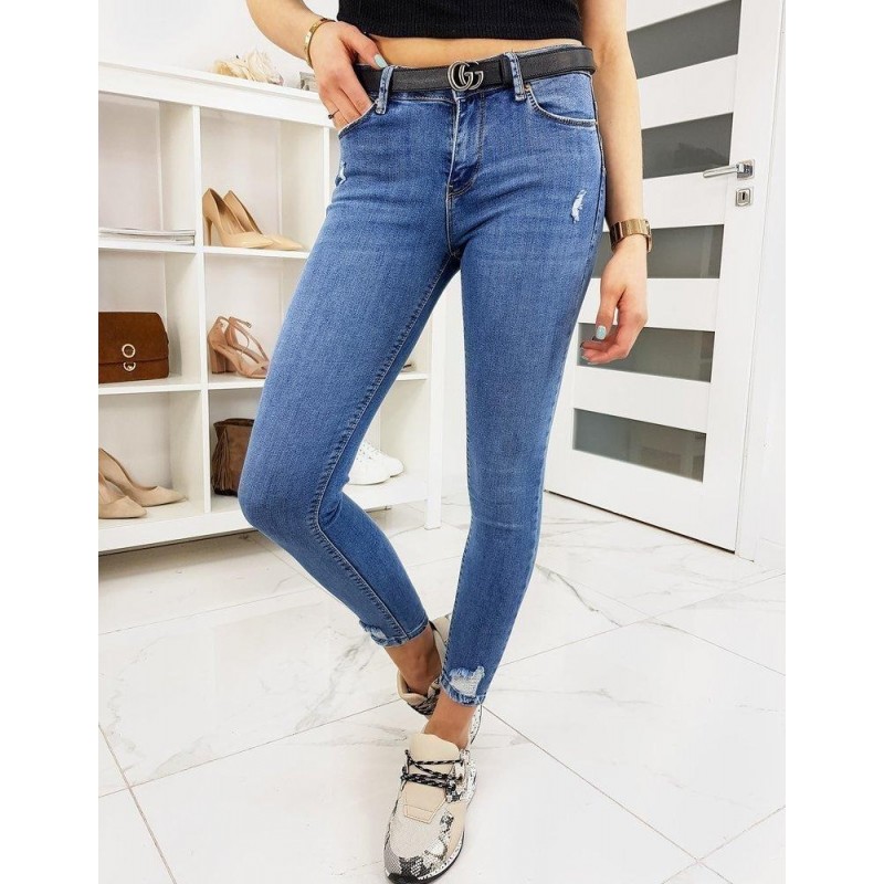 Jeansy damskie Skinny Fit HITONS niebieskie UY0366