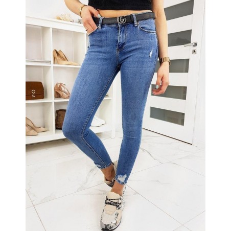 Jeansy damskie Skinny Fit HITONS niebieskie UY0366