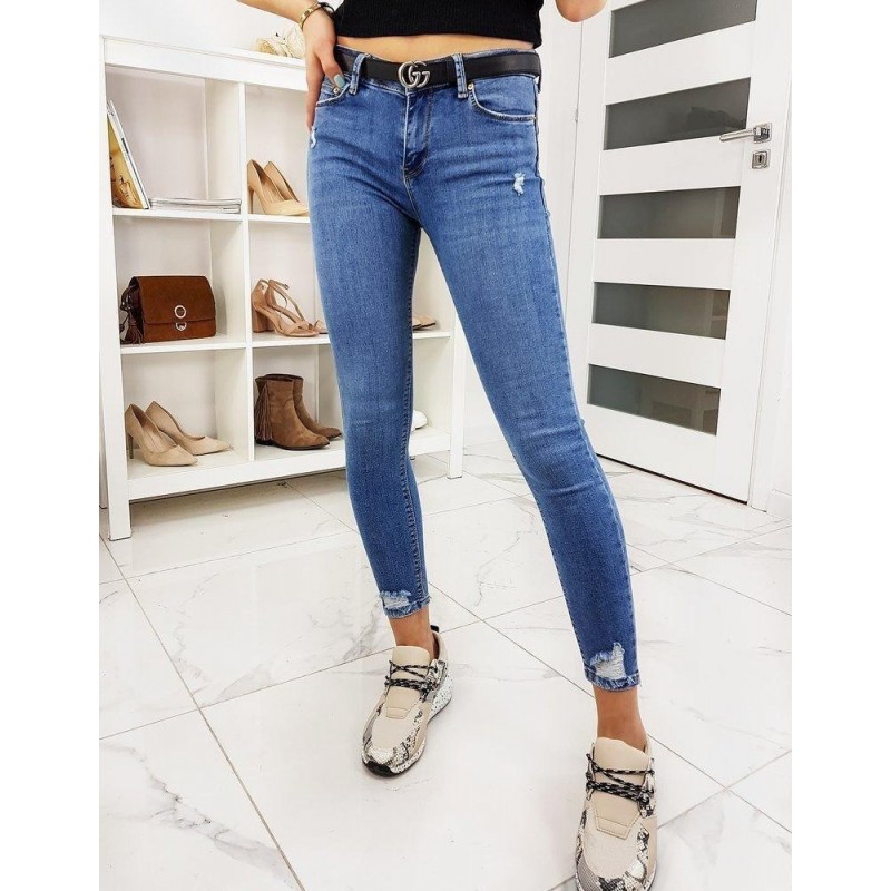 Jeansy damskie Skinny Fit HITONS niebieskie UY0366