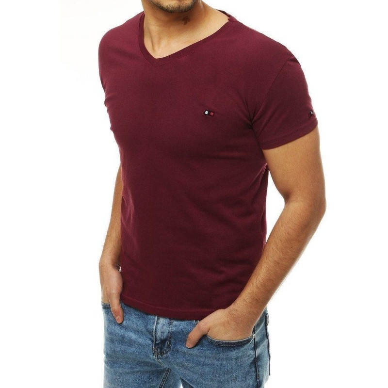 Bavlnené pánske tričko bez potlače RX4122 - bordové
